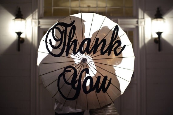 Large Brockscript Thank you handpainted parasol