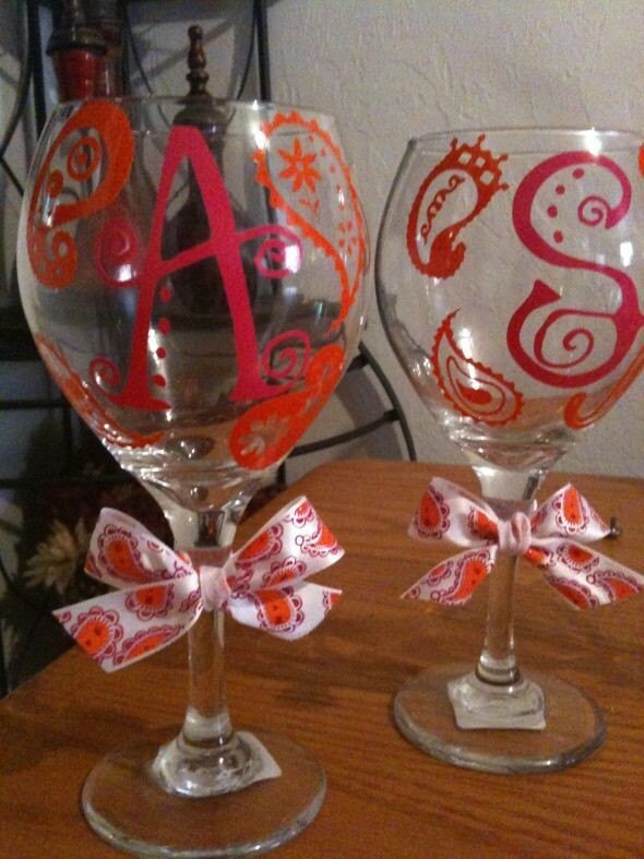 Paisley Design And Letters For Wine Glasses Vinyl Decals Diy