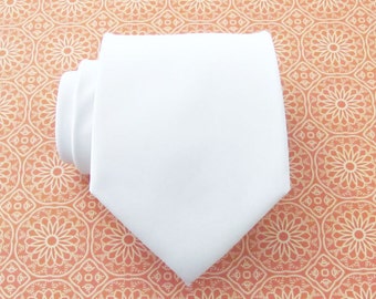 Mens Tie White Silk Necktie