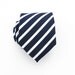 Mens Tie - Navy Blue and White Striped Silk Necktie