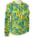 Vintage 60s Mod Sweater Cardigan Lambswool Angora Blue Green Yellow Floral - M
