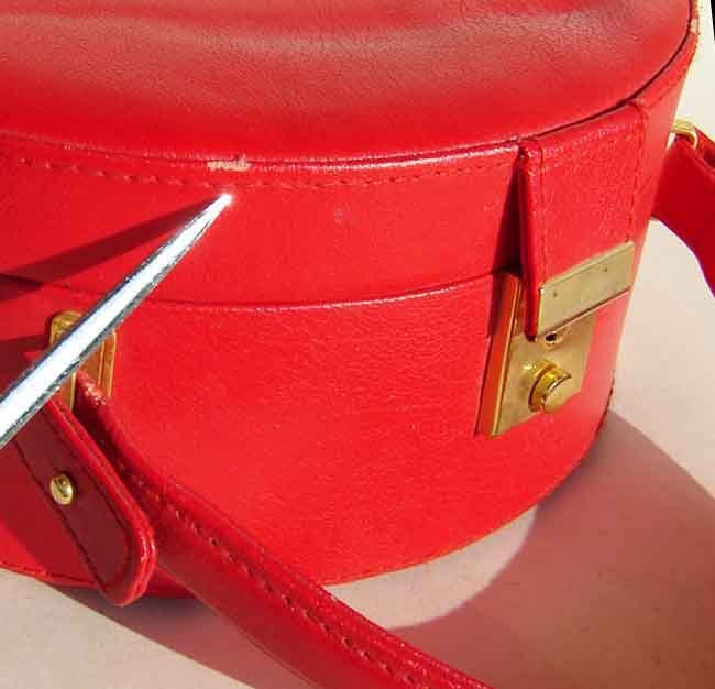 Vintage 60s Red Vanity Case Handbag Pocketbook Purse