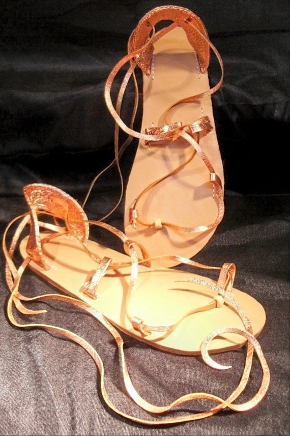 OASIS BELLY DANCE Sandals Leather Lace Up Metallic Penny