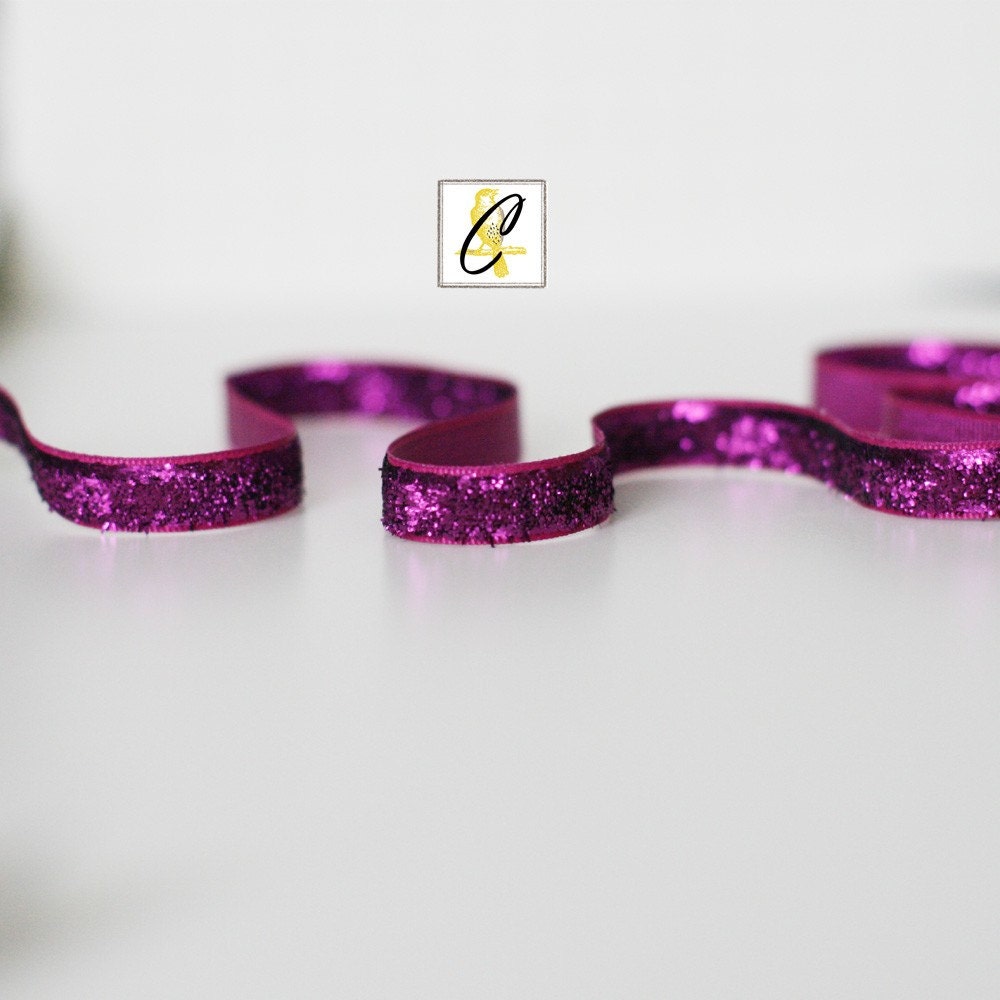 Deep Discount Clerance Rasberry Glitter Ribbon 25 yds