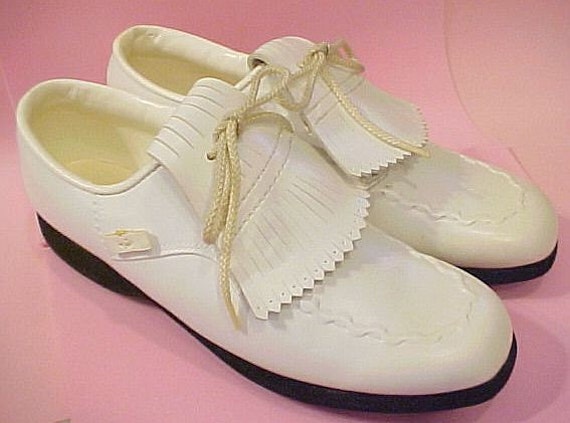 Sz 8 Ladies White Golf Shoes Vintage 70s Arnold Palmer