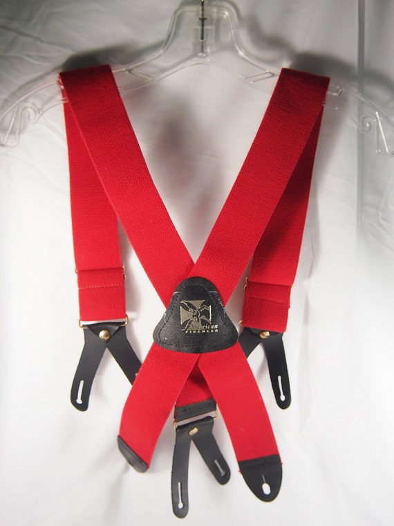 Fireman Red Suspenders American Firewear 70s 80s Vintage