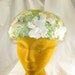 Vintage 50s 60s White N Green Silk Flower Hat