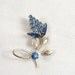 Vintage 50s Rhinestone Blue Flower Brooch Jewelry
