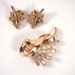 Vintage 40s Trifari with a Crown Signed Rhinestone Brooch and Earring Lot Jewelry
