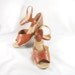 Vintage 70s Stacked Wood Wedge Heel Kiss Sandals Shoes