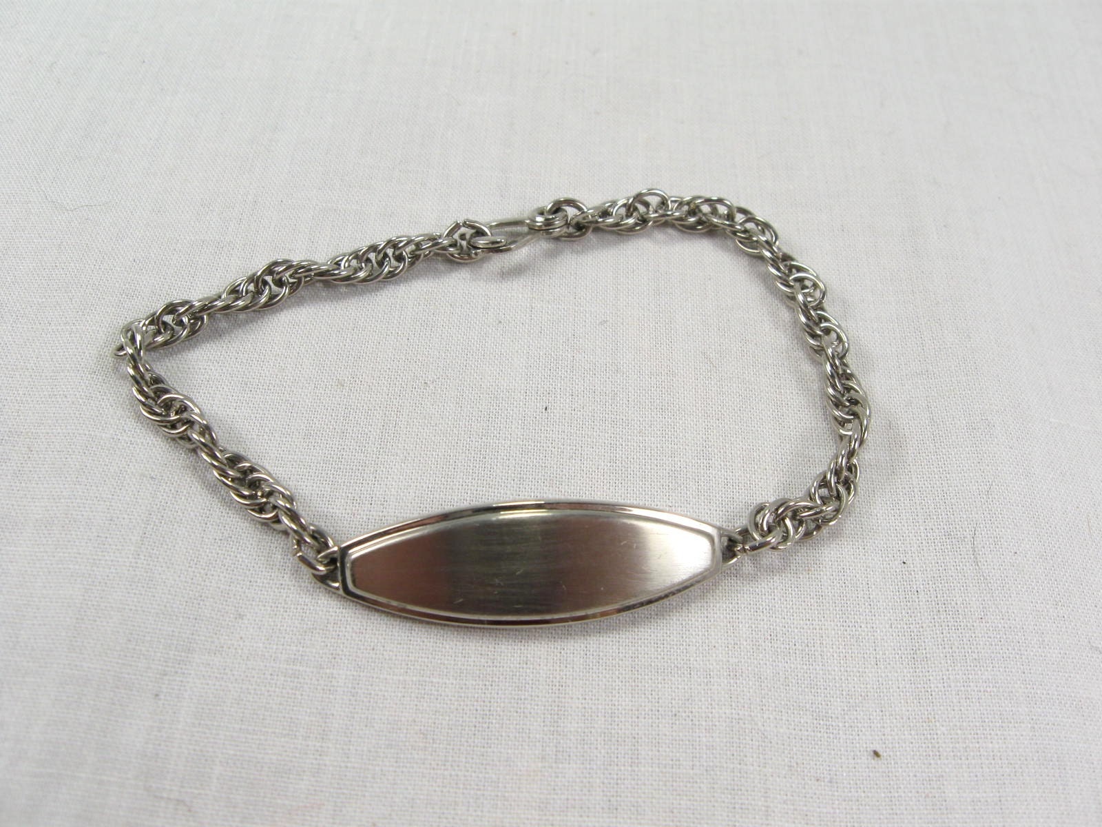 Vintage 60s Silver Tone Speidel ID Bracelet Jewelry