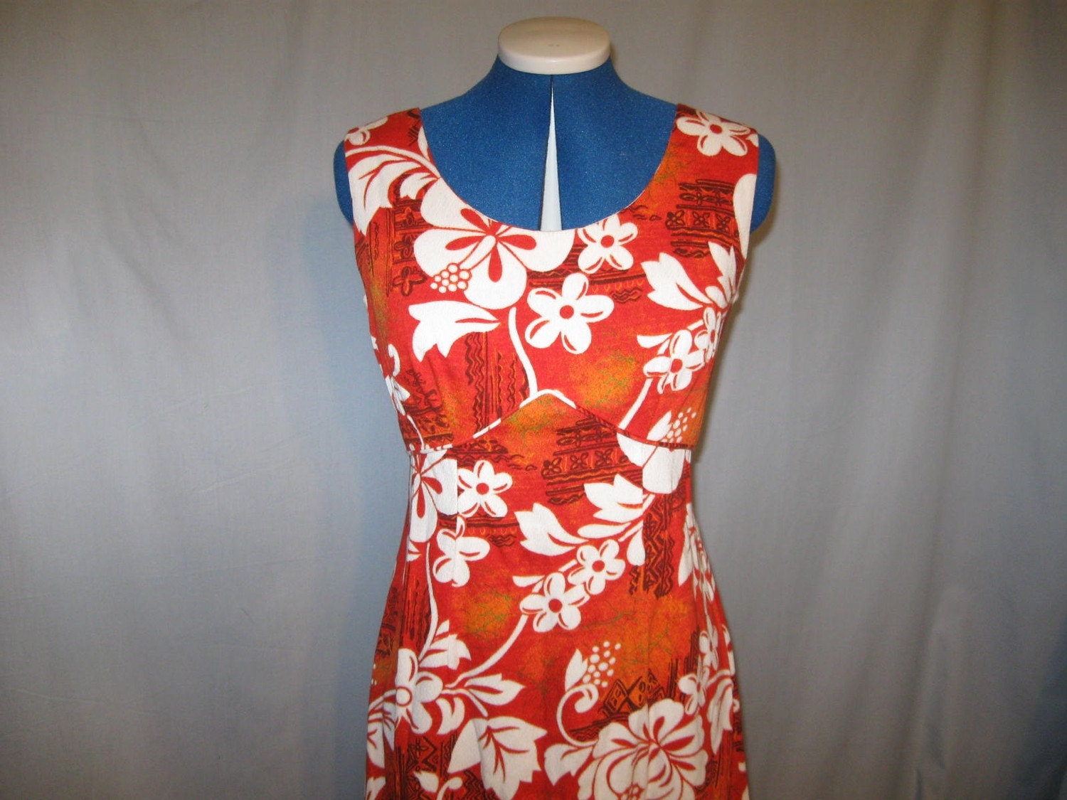 Vintage 60s Barkcloth Royal Hawaiian Cotton Dress Clothing