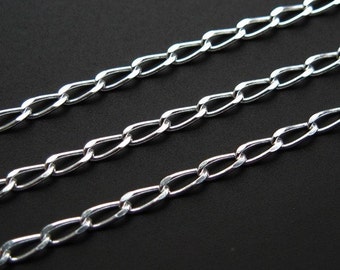 Sterling Silver Chain, Bulk Unfinished Chain - Diamond Cut Curb Chain - 4mm by 2m ( Up to 30% off )-Jewelry Supplies Wholesale- SKU: 101008
