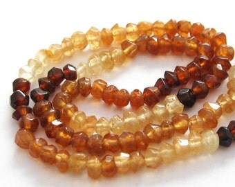 Hessonite -Semi Precious Stone ,Hand Faceted Rondelle Beads - full strand -(3- 3.5 mm) 13.5 inches - Gem 32 - 309002