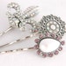Hair Pins, Fleur di Lis Silver Crystal Bobby pins, Filigree Victorian Bridal Jewelry Accessories Gift for Her Under 20 - LAST PAIR