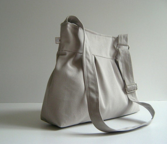 Items similar to SALE.... Khaki Canvas Pleated Bag - adjustable strap - on Etsy