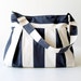Fora Bag in Dark Blue & White Stripes Pleated Bag / Summer Fashion / ZIPPER TOP CLOSURE / Messenger Bag / Shoulder / Large / Cross Body Bag