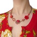 Passionata III Necklace - Repurposed jewelry - Vintage Inspired - Red Rose - Scarlet - Crimson