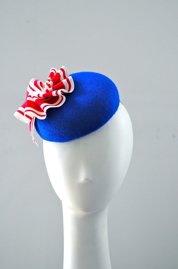 Ahoy Sailor Cocktail Hat Hand Blocked Nautical Felt Mini Hat