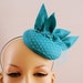 Turquoise Cocktail Hat Fascinator Peacock Teal Top Knots Mini Very Vintage Collection