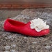 Felted high countered slippers RED and white rose brooch set from merino wool