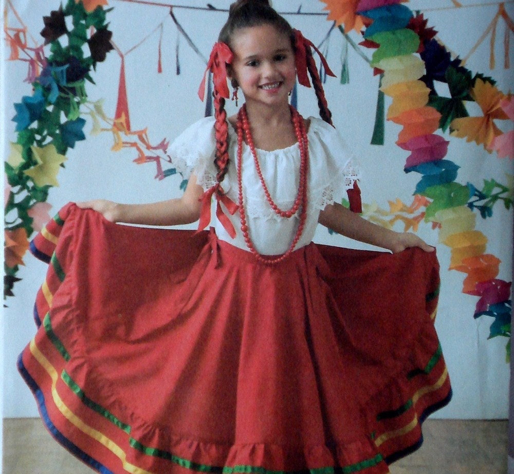 Child's Baile Folklorico Costume Pattern Simplicity 3863