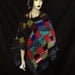 Textural Patchwork Ranging Colors Womans Poncho and Scarf Recycled Sweaters With Appliques As Unique Fiber Art To Wear