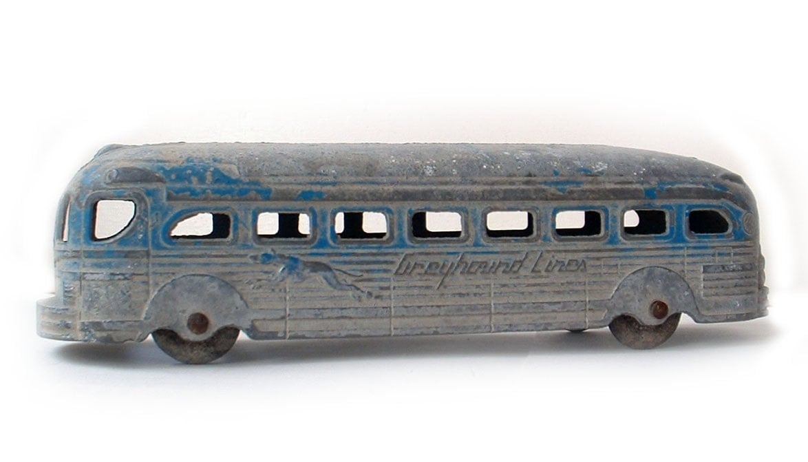 Vintage Greyhound Lines metal toy bus