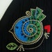 Turquoise and green Felt and zipper bird brooch
