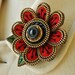 Felt and zipper flower brooch...red