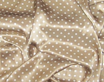 Silk Charmeuse Fabric - Brown & White POLKA DOTS - fat 1/4