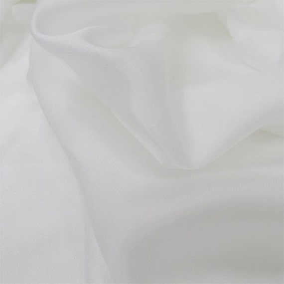 White Silk and Cotton Blend Sateen Fabric 1 Yard