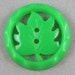 Vintage Pierced Plastic Button - Green Leaf