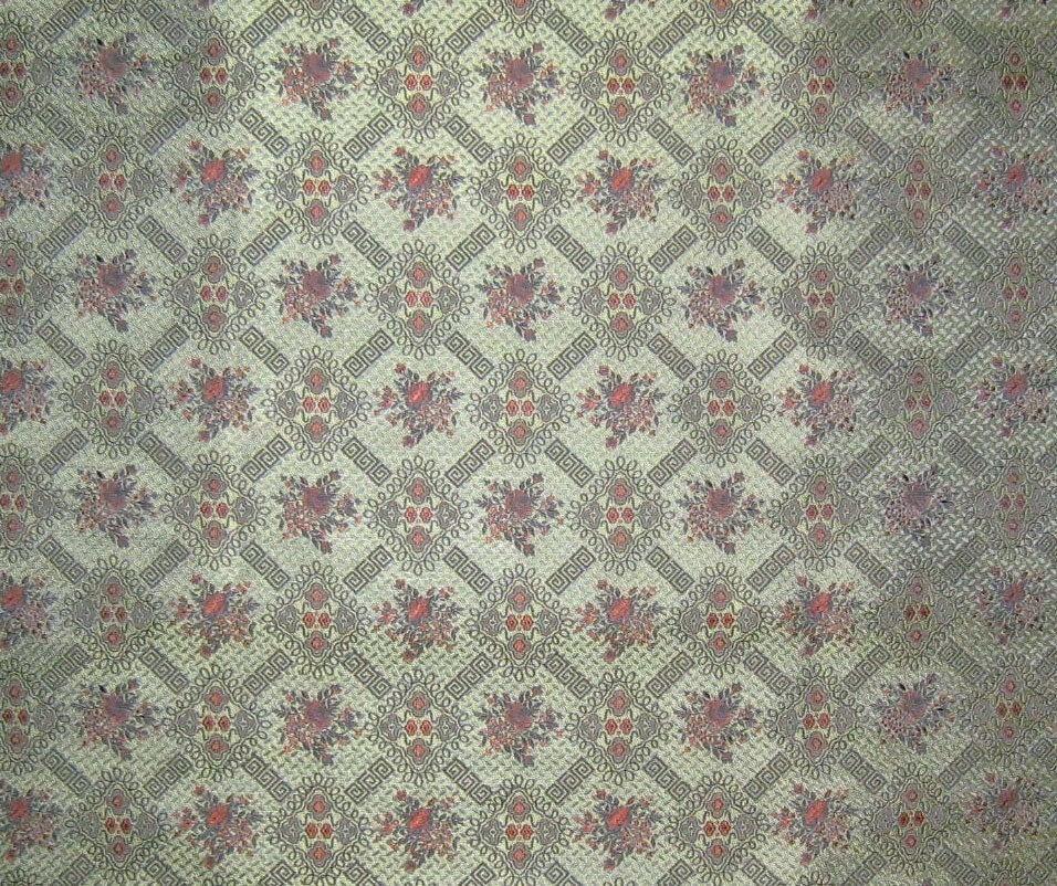 Pretty Green Victorian Wallpaper Silk Brocade Fabric