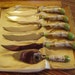 A.E. Lewis and Co. Green Floraine Porcelain Handle Steack Knife set VINTAGE