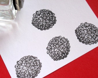 Tiny Zinnia Rubber Stamp - Photopolymer - Handmade by BlossomStamps