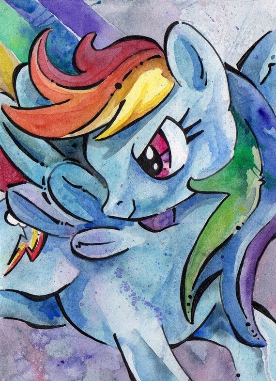 Rainbow Dash Print of Watercolor Painting by Jen Tracy My