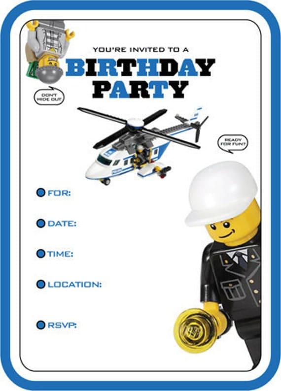 Lego City Birthday Invitations 6