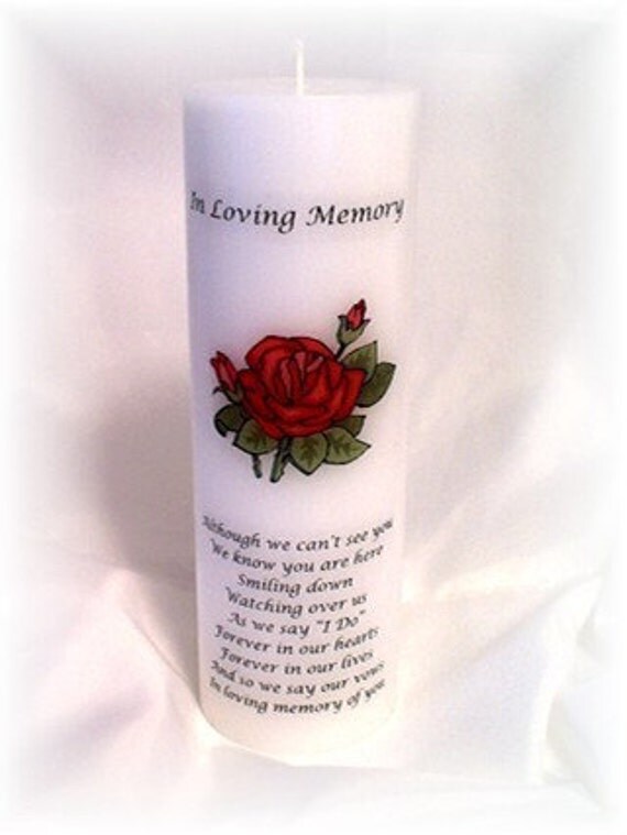 Items similar to Wedding Memorial Candle In Loving Memory Red Rose on Etsy