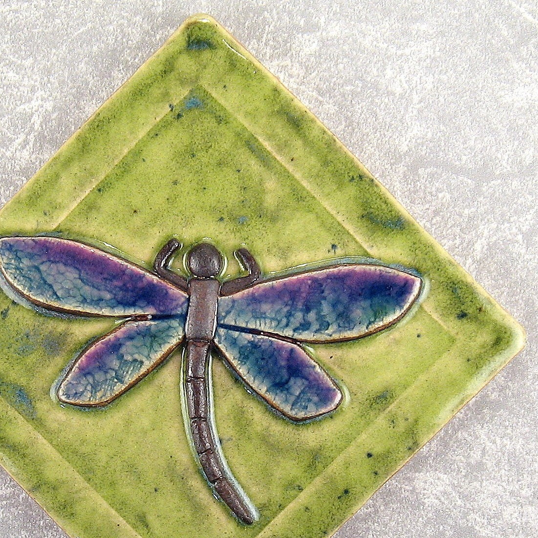 Dragonfly Tile Ceramic Stoneware Art Tile 4 inch