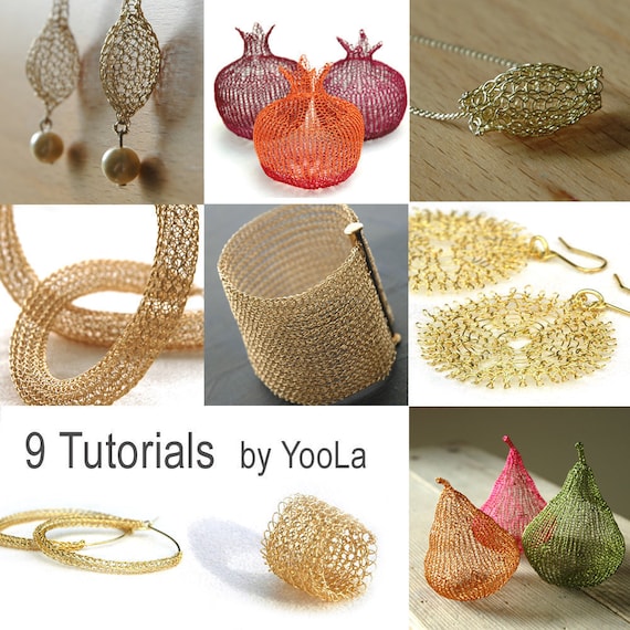 9 Patrons PDF pour Crochet au fil de Métal. Tutoriel Bijoux et Déco crochetés.