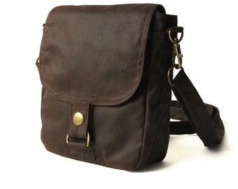 Waxed Canvas Hip Bag, Waxed Canvas Bag, Waxed Canvas Pouch - The Minus Hipster Plus in Brown Waxed Canvas
