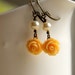 Honey Yellow Rose Earrings, Romantic, Victorian, Pearls, Wedding