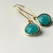 Turquoise Dangle Earrings, Gold, Elegant, Kidney Earwires, Summer
