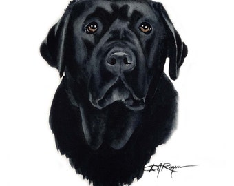 BLACK LAB Dog Art Print Signed by Artist DJ Rogers