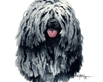 PULI Dog Watercolor Painting ART Print Signed by Artist DJ Rogers