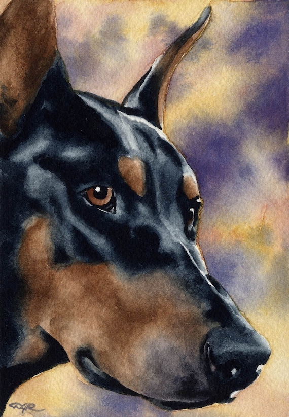 DOBERMAN PINSCHER Art Print Signed by Artist DJ Rogers