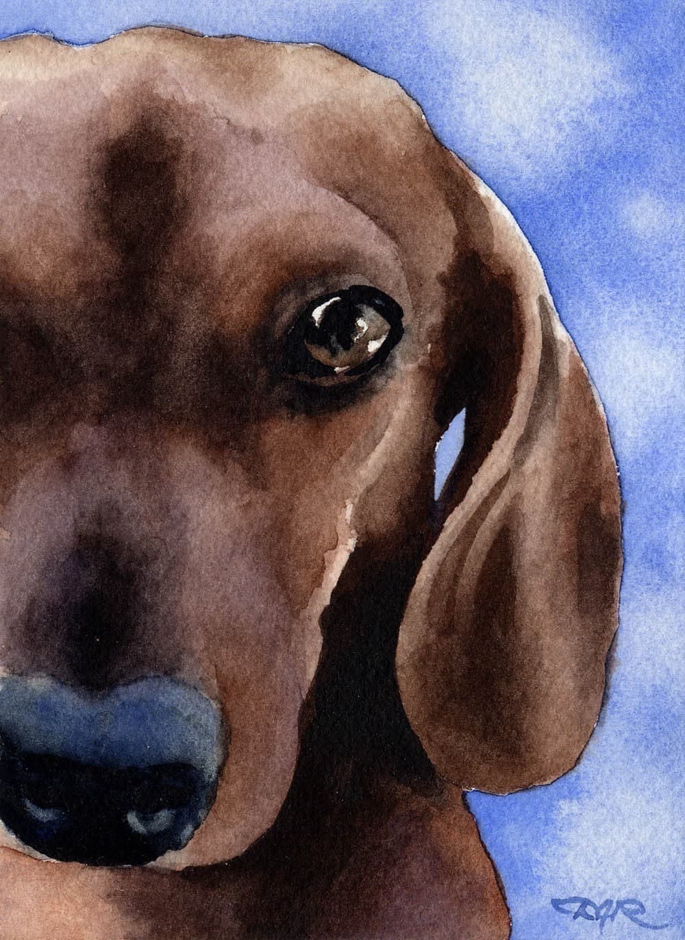 DACHSHUND Art Print Signed by Artist DJ Rogers