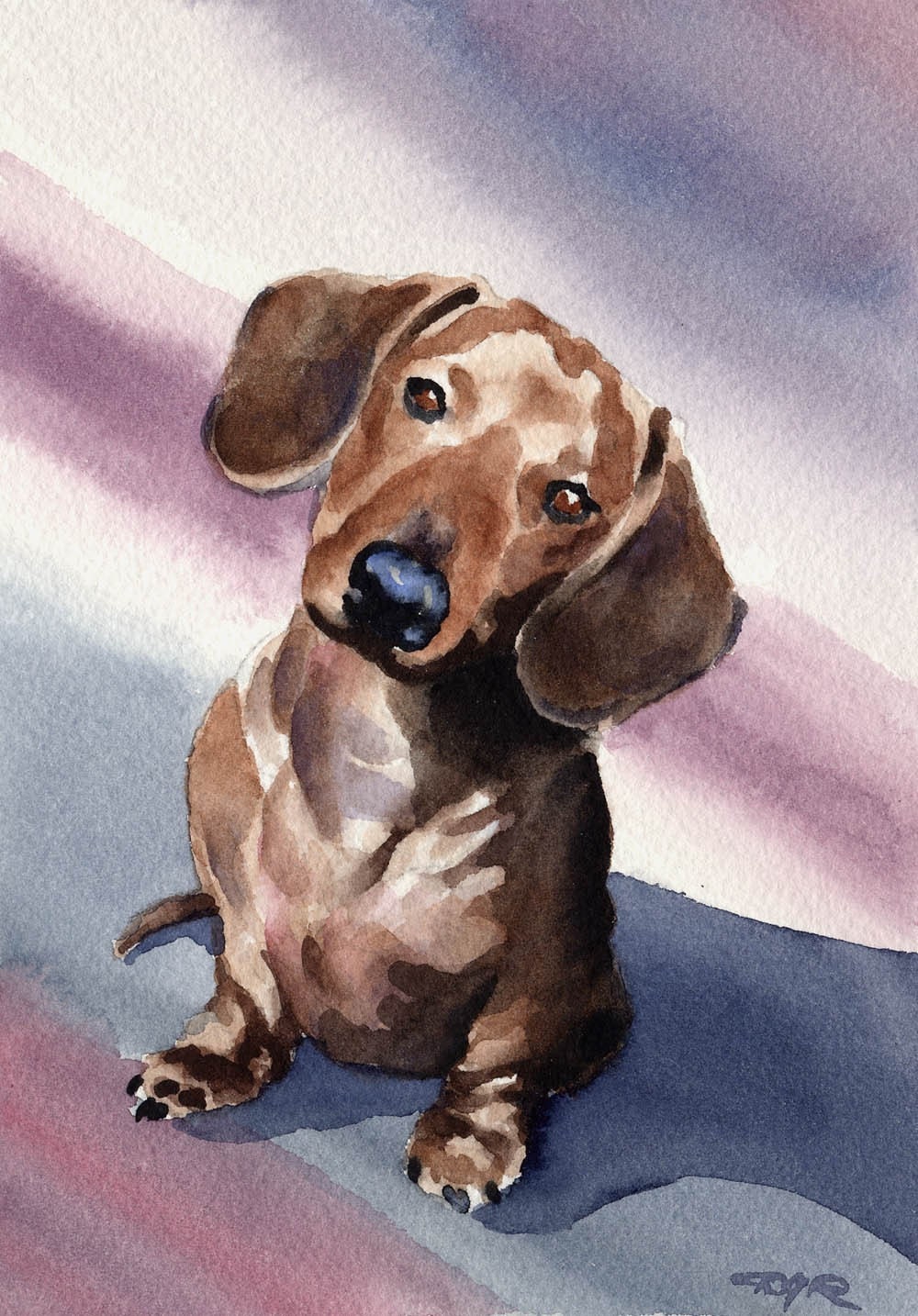 DACHSHUND Art Print Signed by Artist DJ Rogers