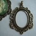 Last Pack -- 2 pieces of Daisy Flower Antique Gold Plated Cabochon Pendant Settings, fits 40x30 mm oval